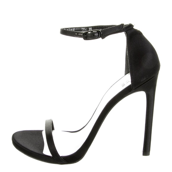 Stuart Weitzman Black Silk Sandals size 7.5 with 4.75” heel - Picture 1 of 5